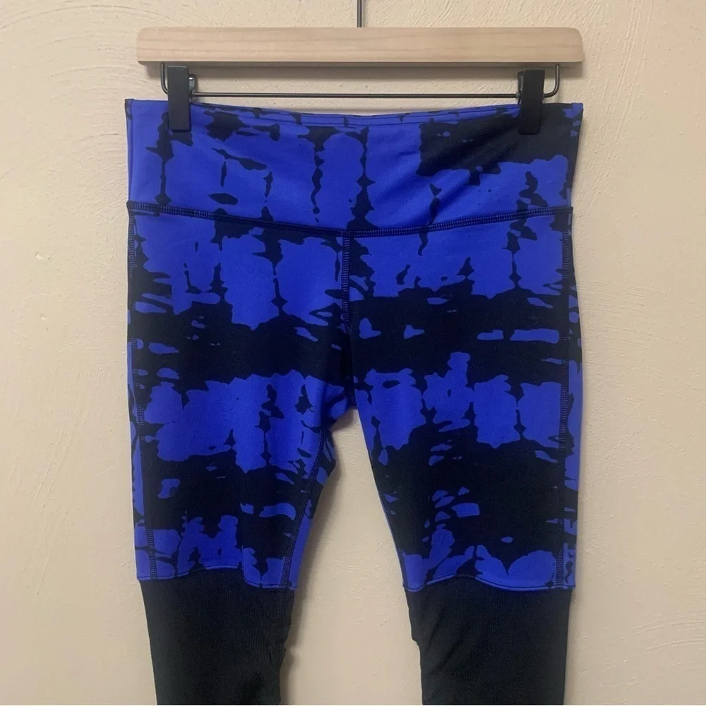 ALO Yoga Goddess Ribbed Legging Blue Black Tie Dye Size Small